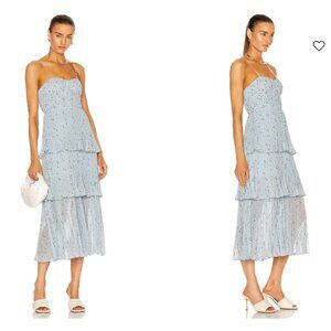 Self-Portrait Metallic Floral Tiered Midi Dress